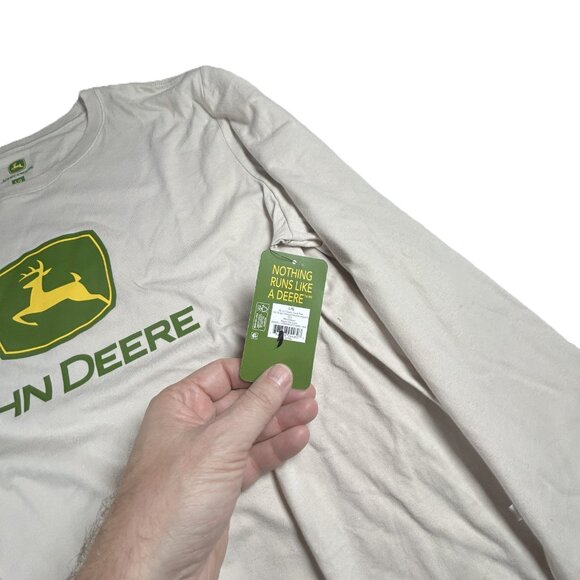 John Deere Cream Long Sleeve Classic Core Men's Tee - Picture 3 of 11